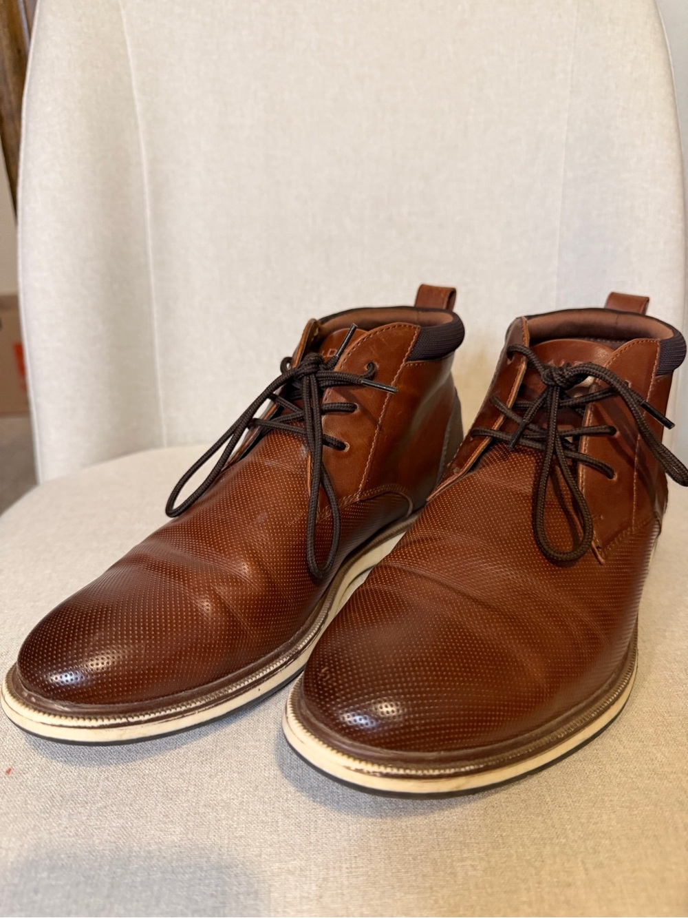 Aldo Men's Brown Perforated Leather Chukka Boots